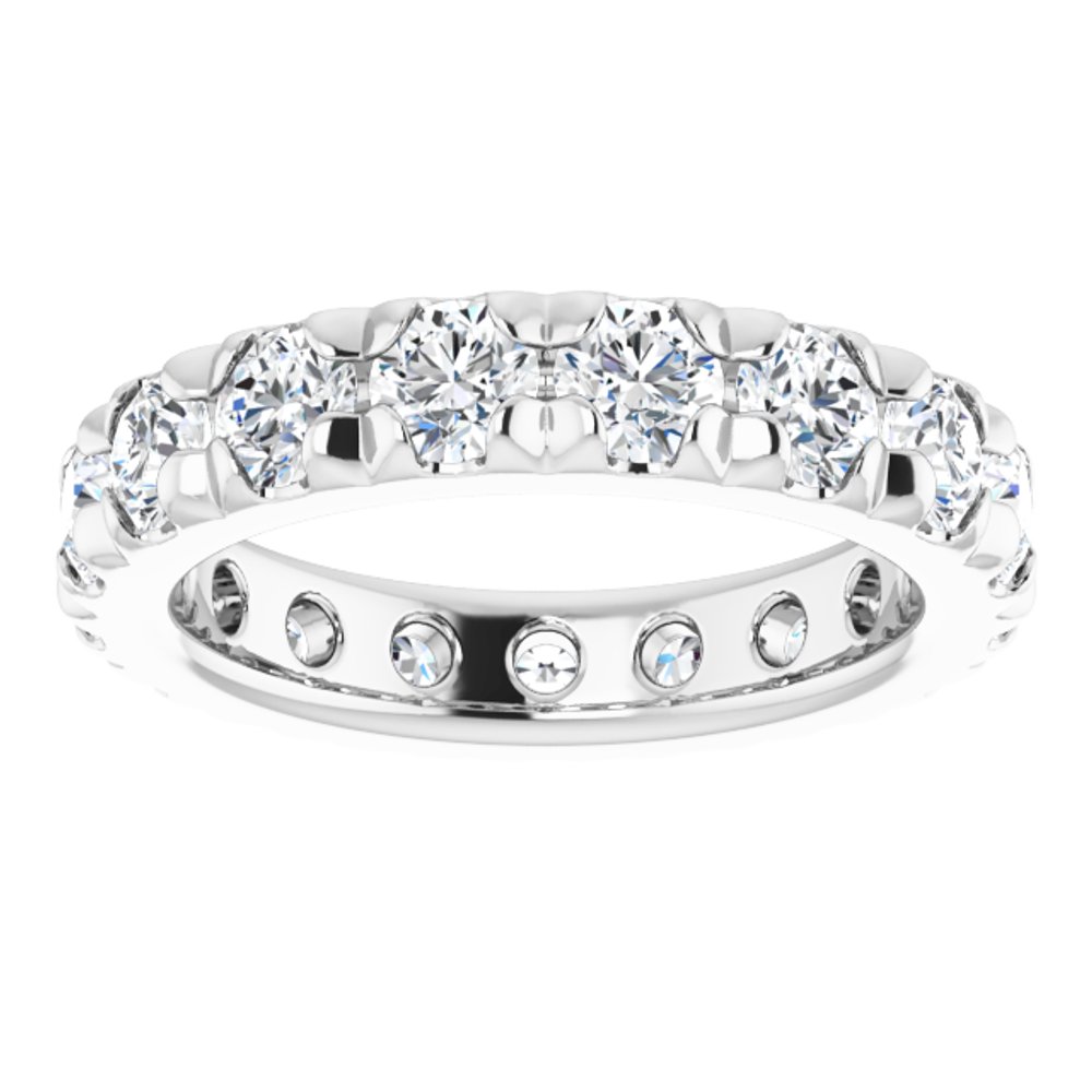 14K White Gold 2 1/2 CTW Natural Diamond French Set Eternity Band Size 5.5
