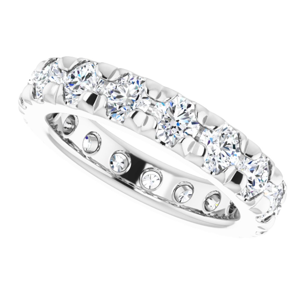14K White Gold 2 1/2 CTW Natural Diamond French Set Eternity Band Size 5.5