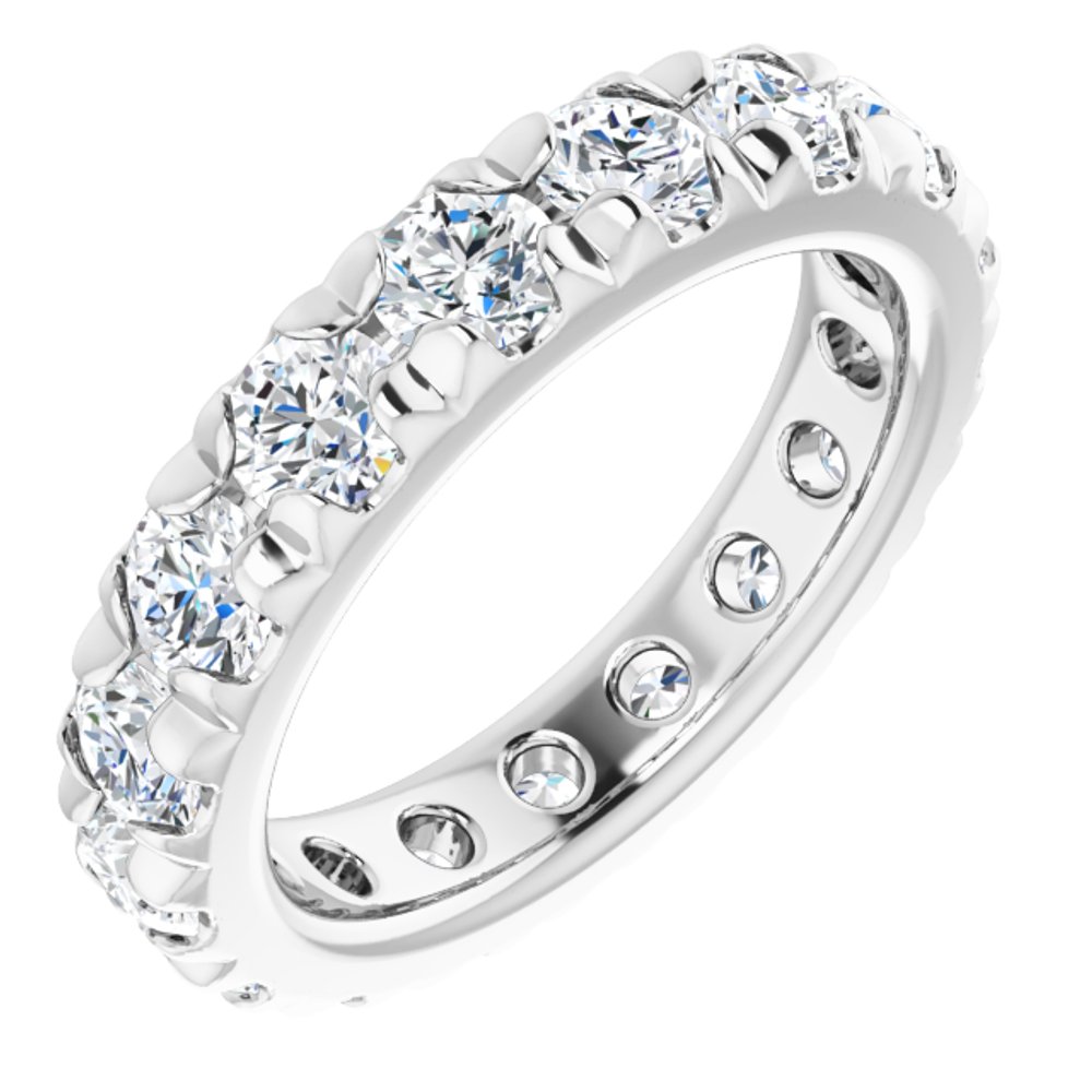 14K White Gold 2 1/2 CTW Natural Diamond French Set Eternity Band Size 5.5