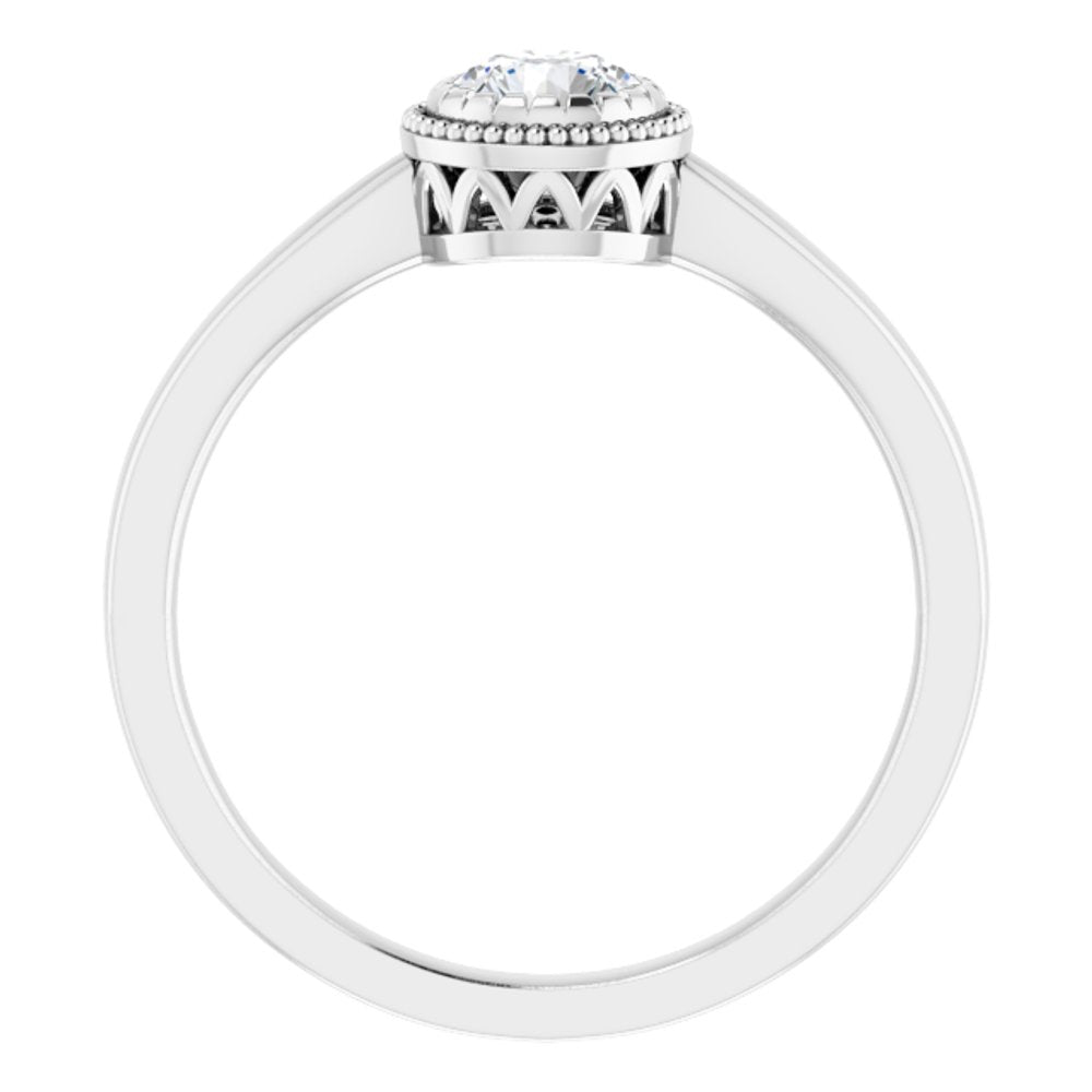 14K White Natural White Sapphire Ring