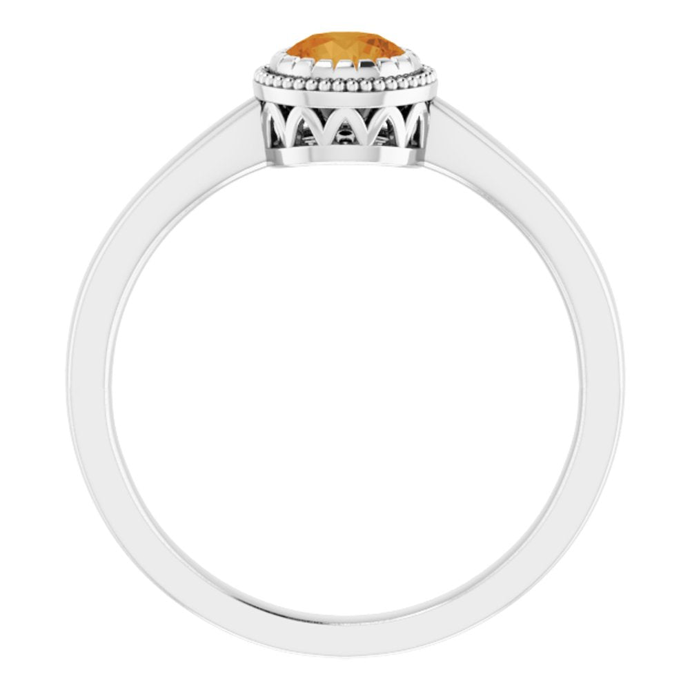 14K White Natural Citrine Ring