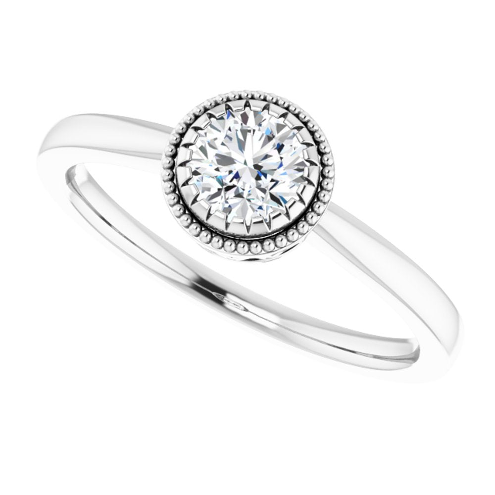 14K White Natural White Sapphire Ring