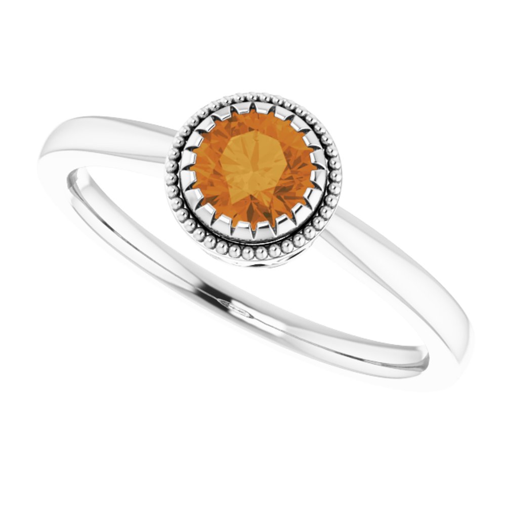 14K White Natural Citrine Ring