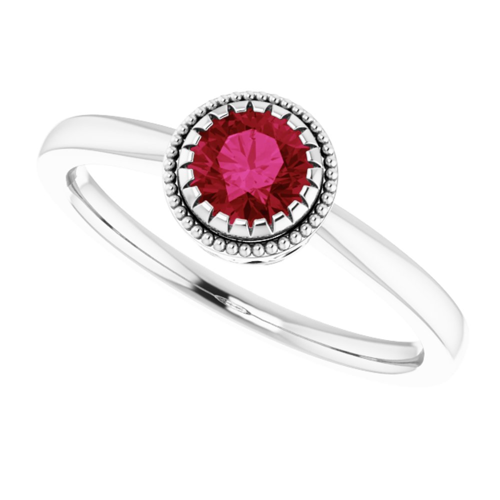 14K White Natural Ruby Ring