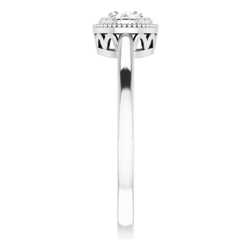 14K White Natural White Sapphire Ring