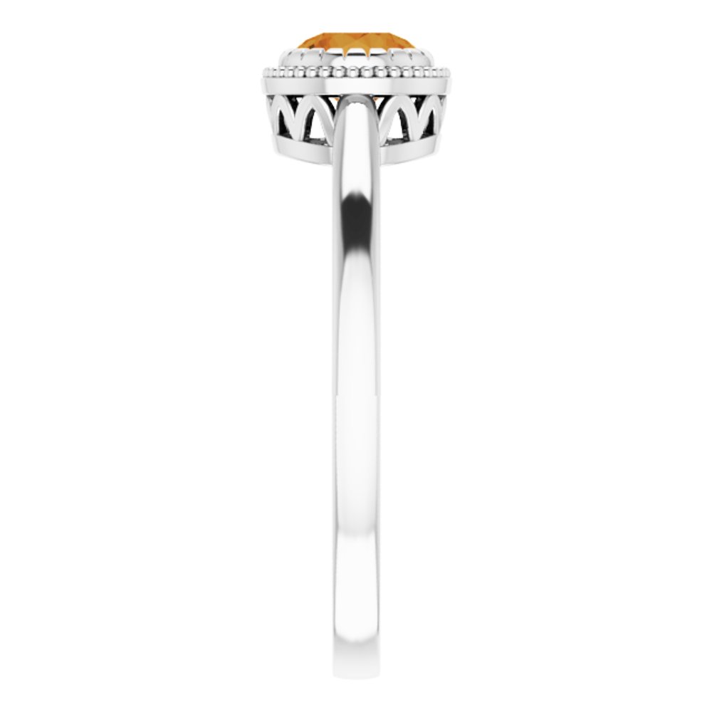 14K White Natural Citrine Ring