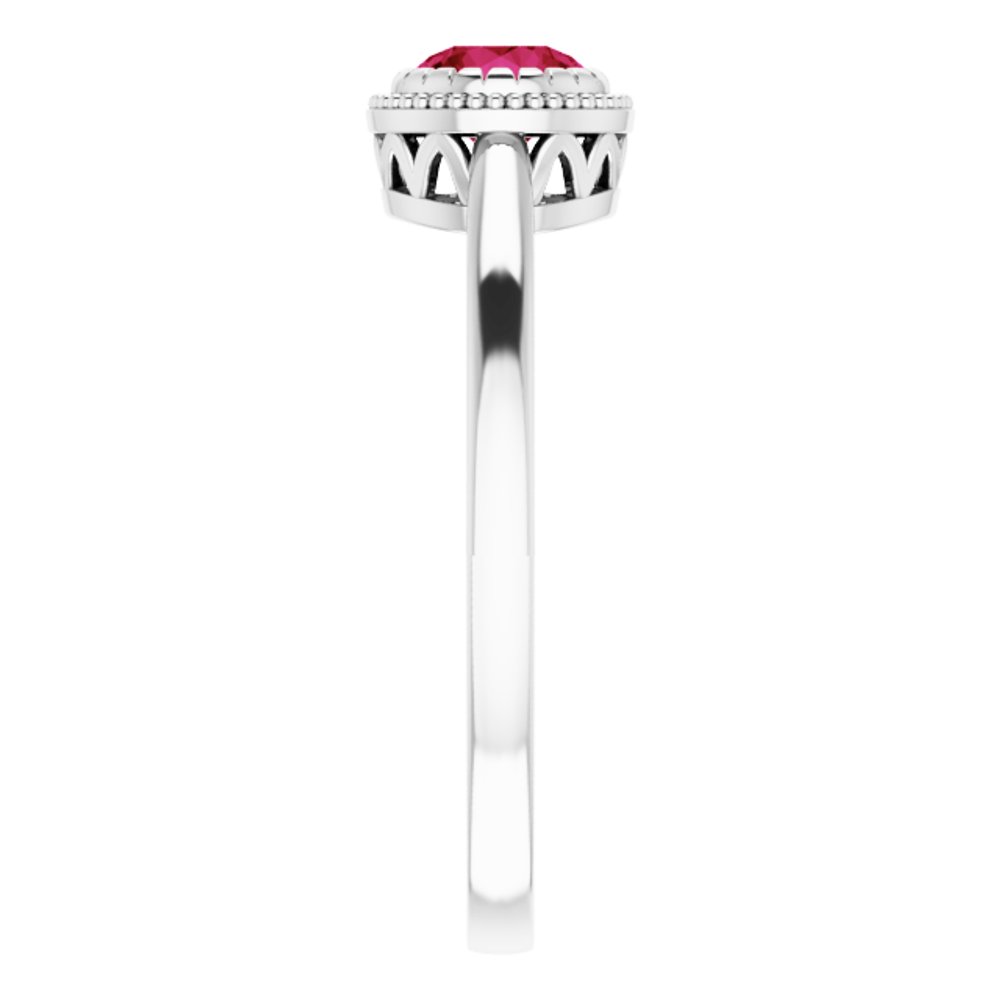 14K White Natural Ruby Ring