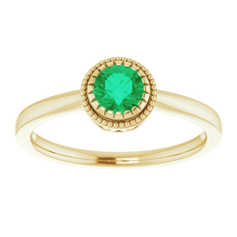 14K Yellow Natural Emerald Ring