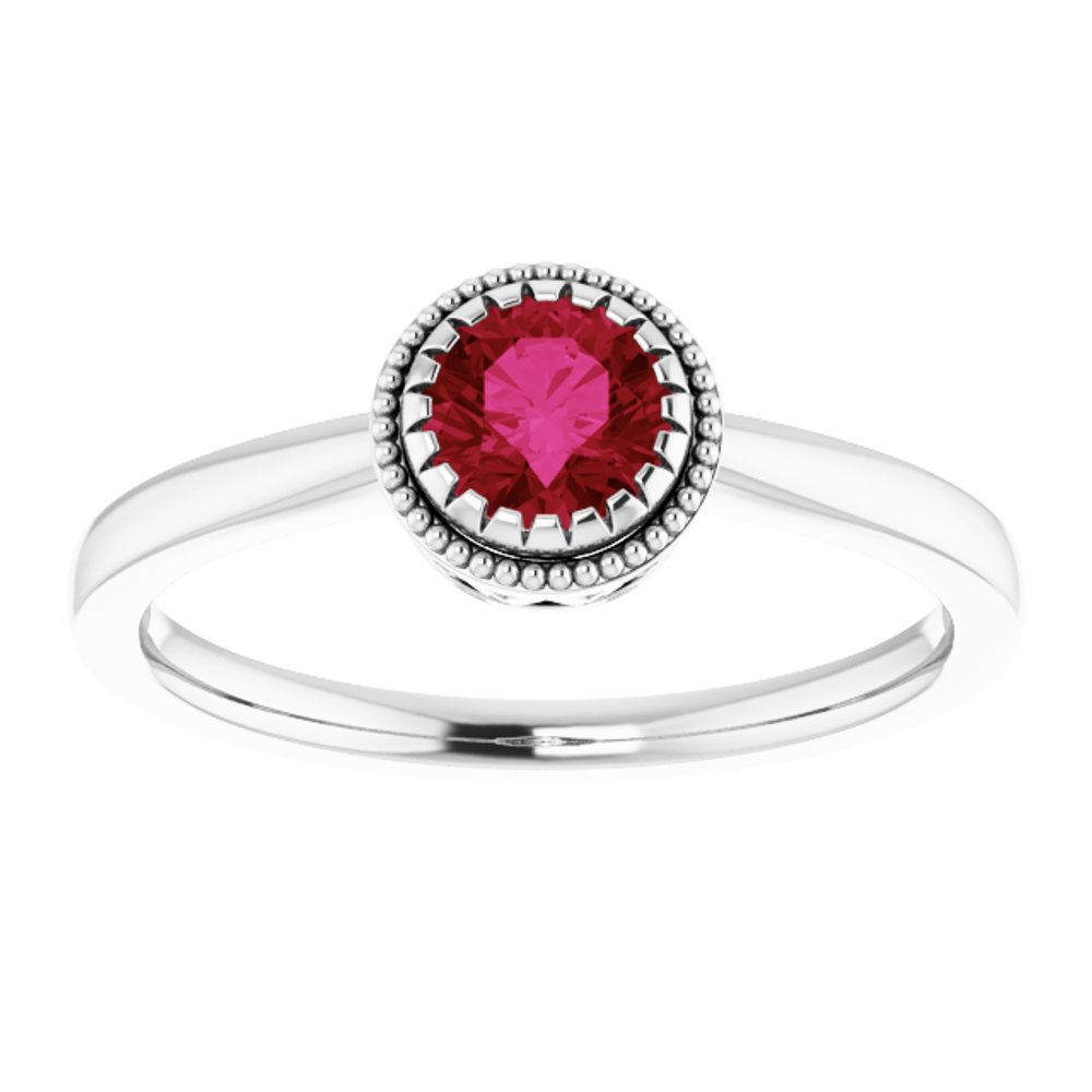 14K White Natural Ruby Ring