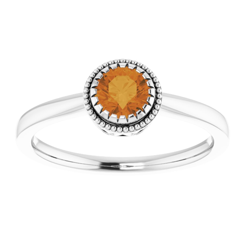 14K White Natural Citrine Ring