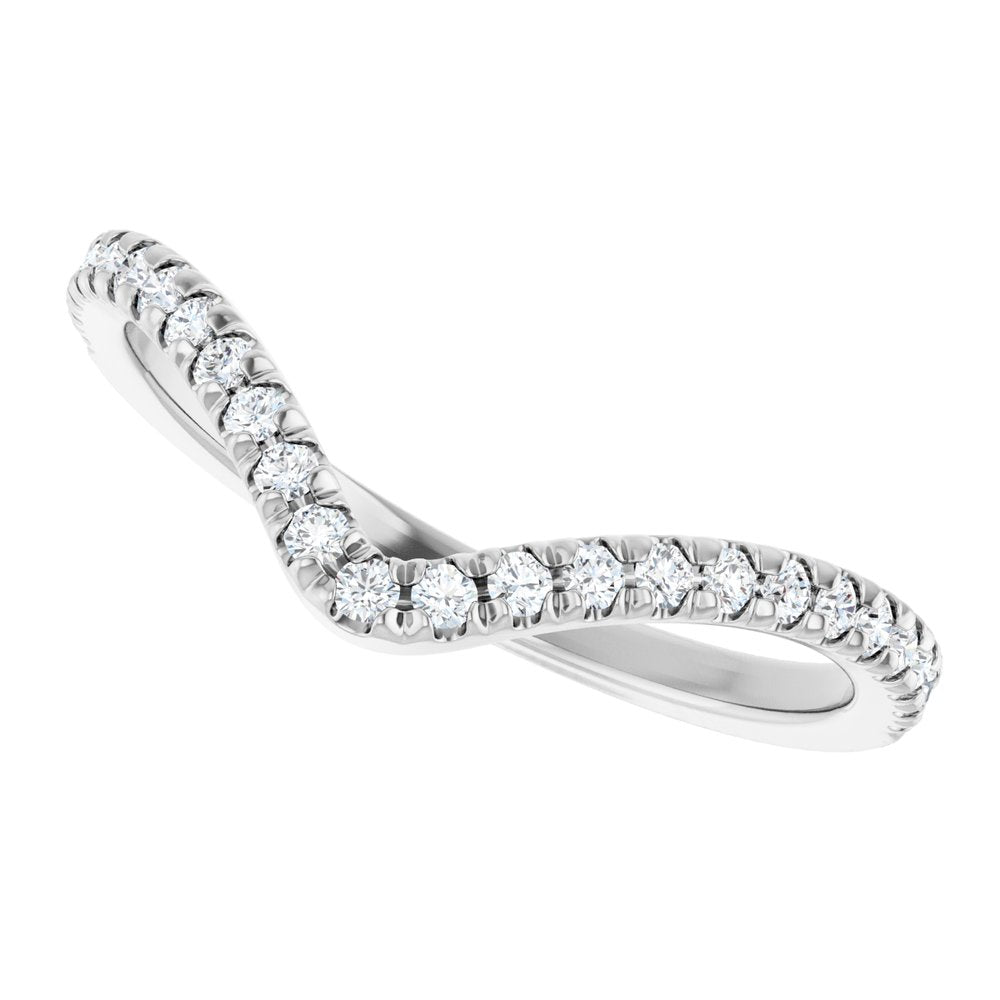 14K White Gold 1/5 CTW Natural Diamond Contour French-Set Band