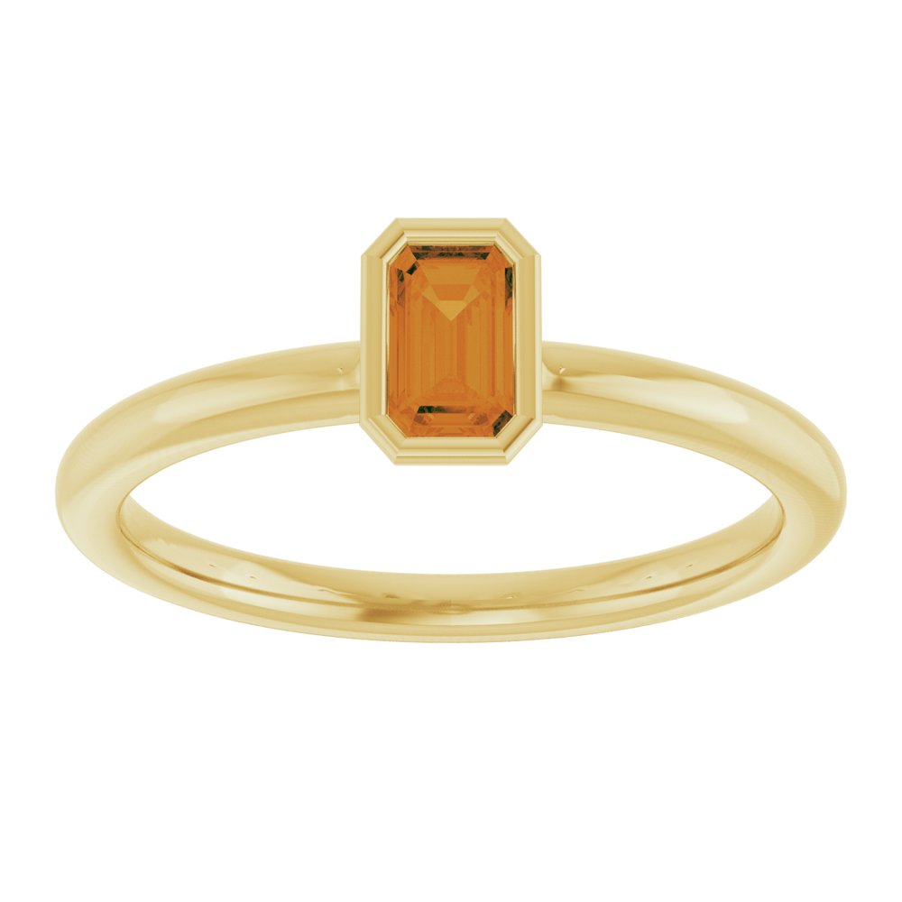 14K Yellow Gold Natural Citrine Stackable Ring