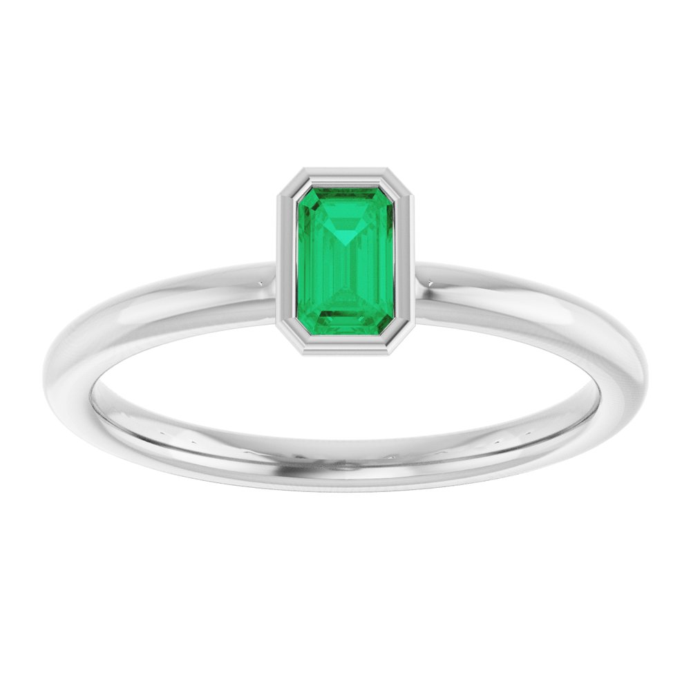 Sterling Silver Lab-Grown Emerald Stackable Ring