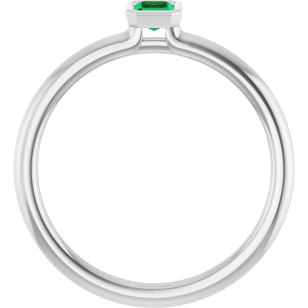 Sterling Silver Lab-Grown Emerald Stackable Ring