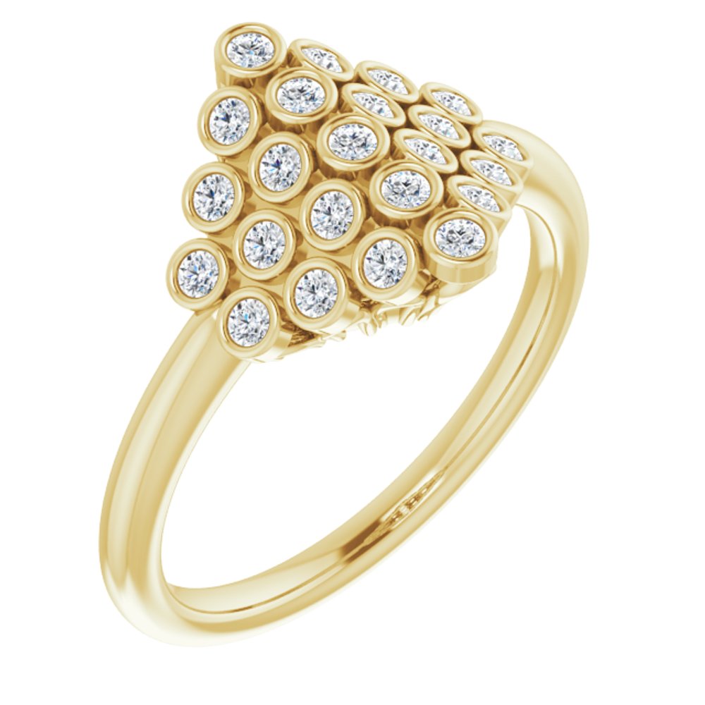 14K Yellow 1/3 CTW Natural Diamond Bezel-Set Cluster Ring