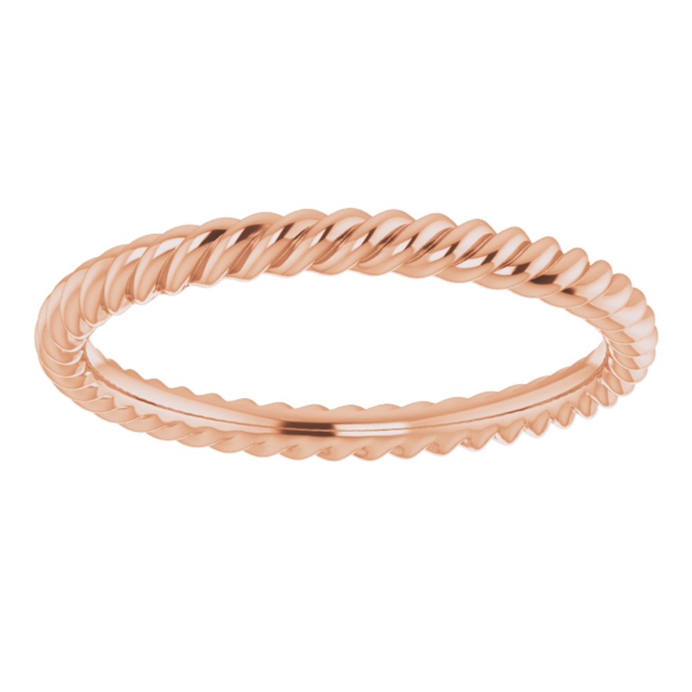 14K Rose Gold 2 mm Skinny Rope Band Size 5