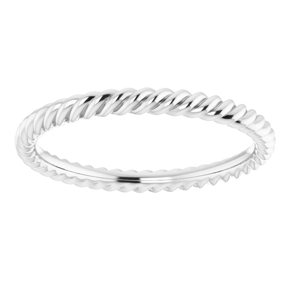 14K White Gold 2 mm Skinny Rope Band Size 5.5