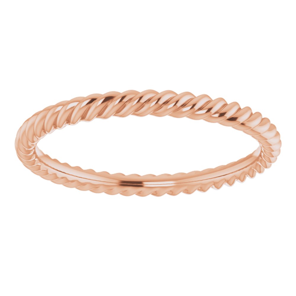 14K Rose 2 mm Skinny Rope Band Size 6.5