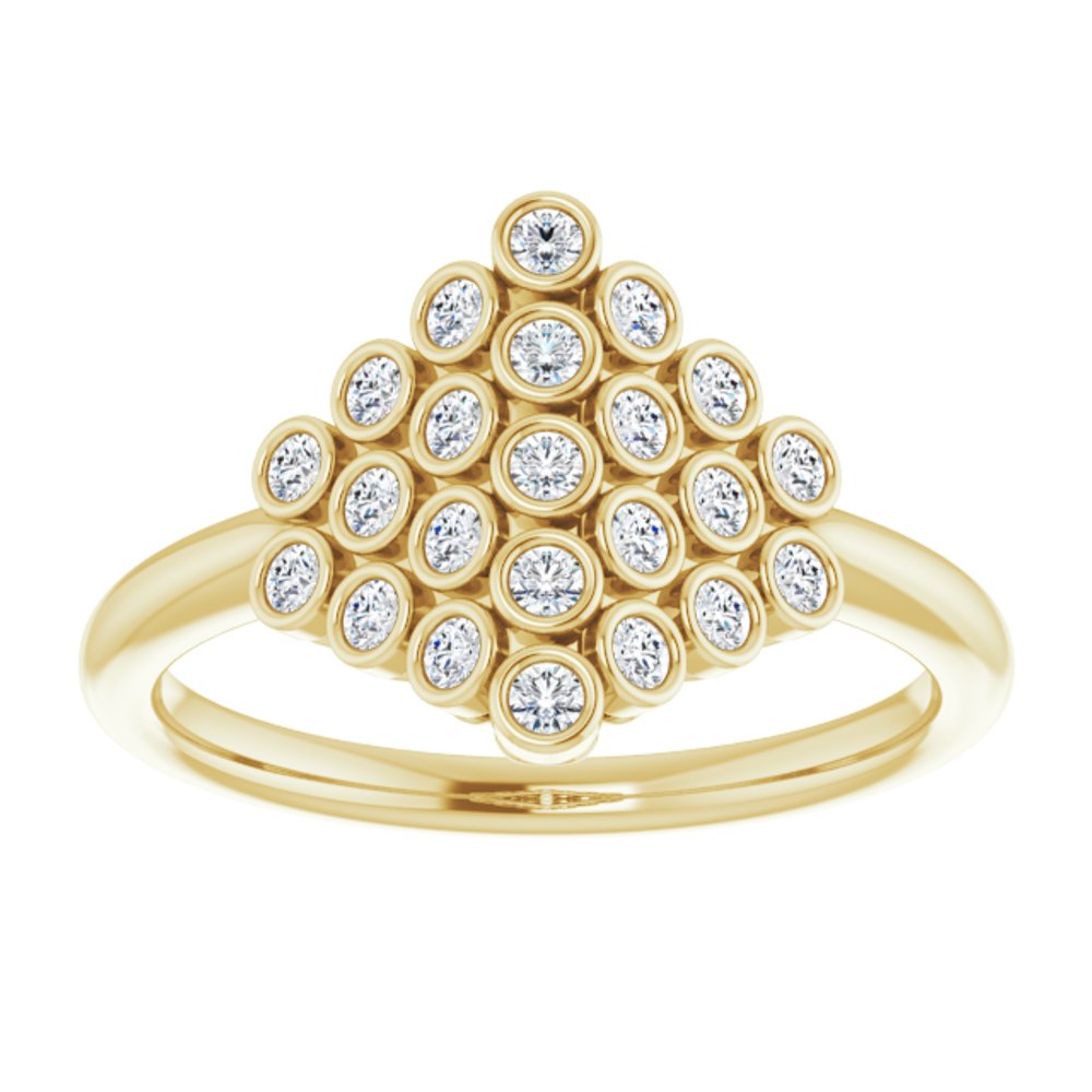 14K Yellow 1/3 CTW Natural Diamond Bezel-Set Cluster Ring