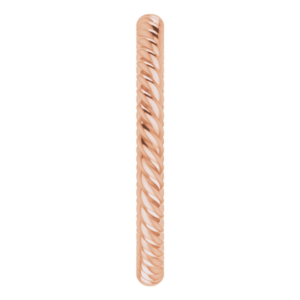 14K Rose Gold 2 mm Skinny Rope Band Size 5