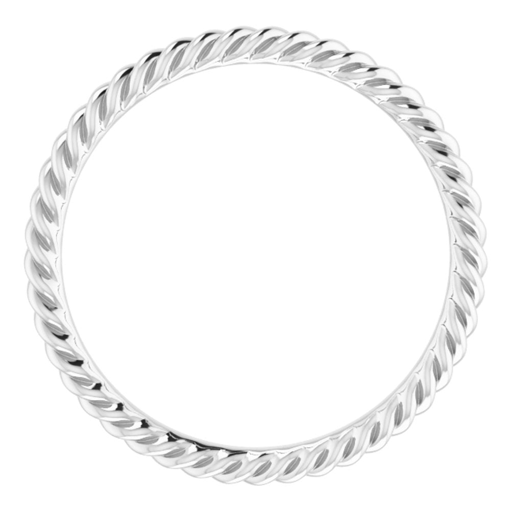 Sterling Silver 2 mm Skinny Rope Band Size 6