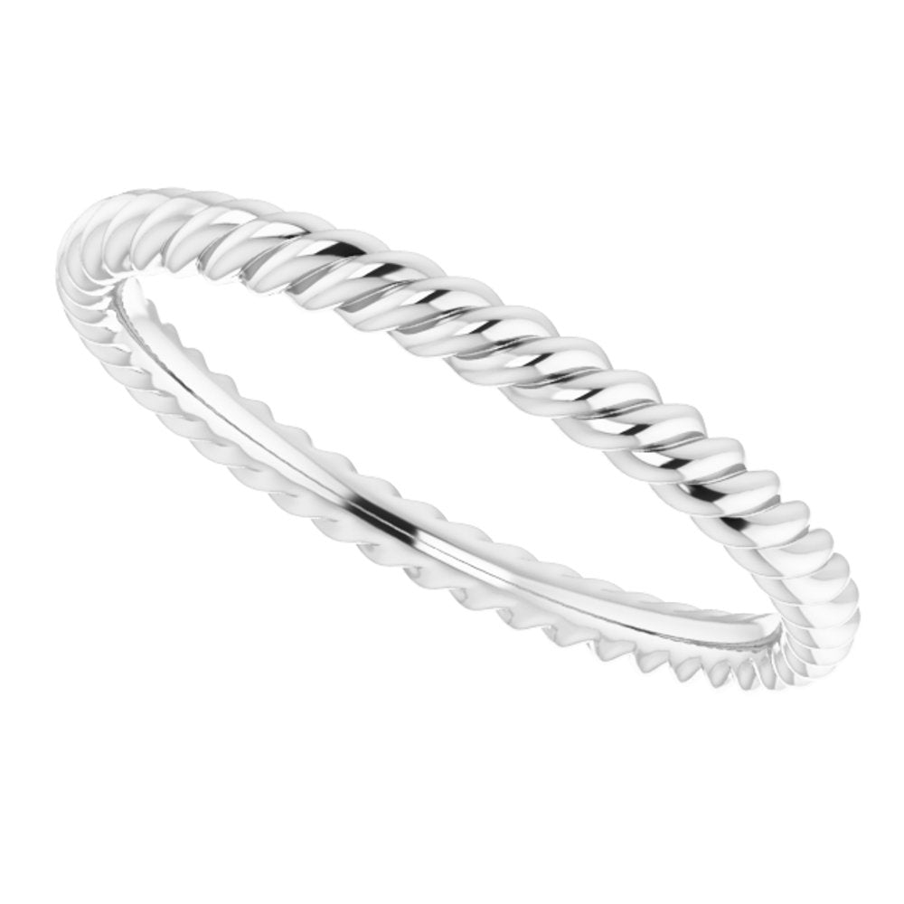 14K White Gold 2 mm Skinny Rope Band Size 5.5