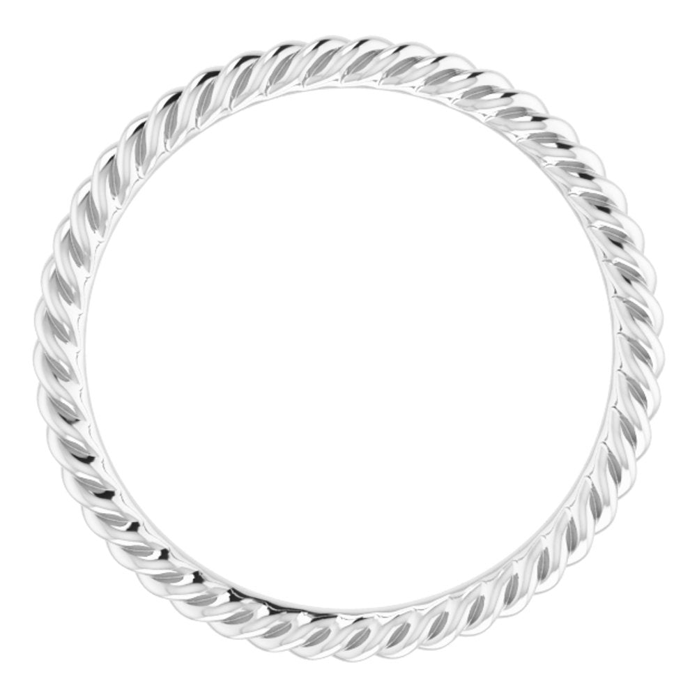 14K White Gold 2 mm Skinny Rope Band Size 5.5