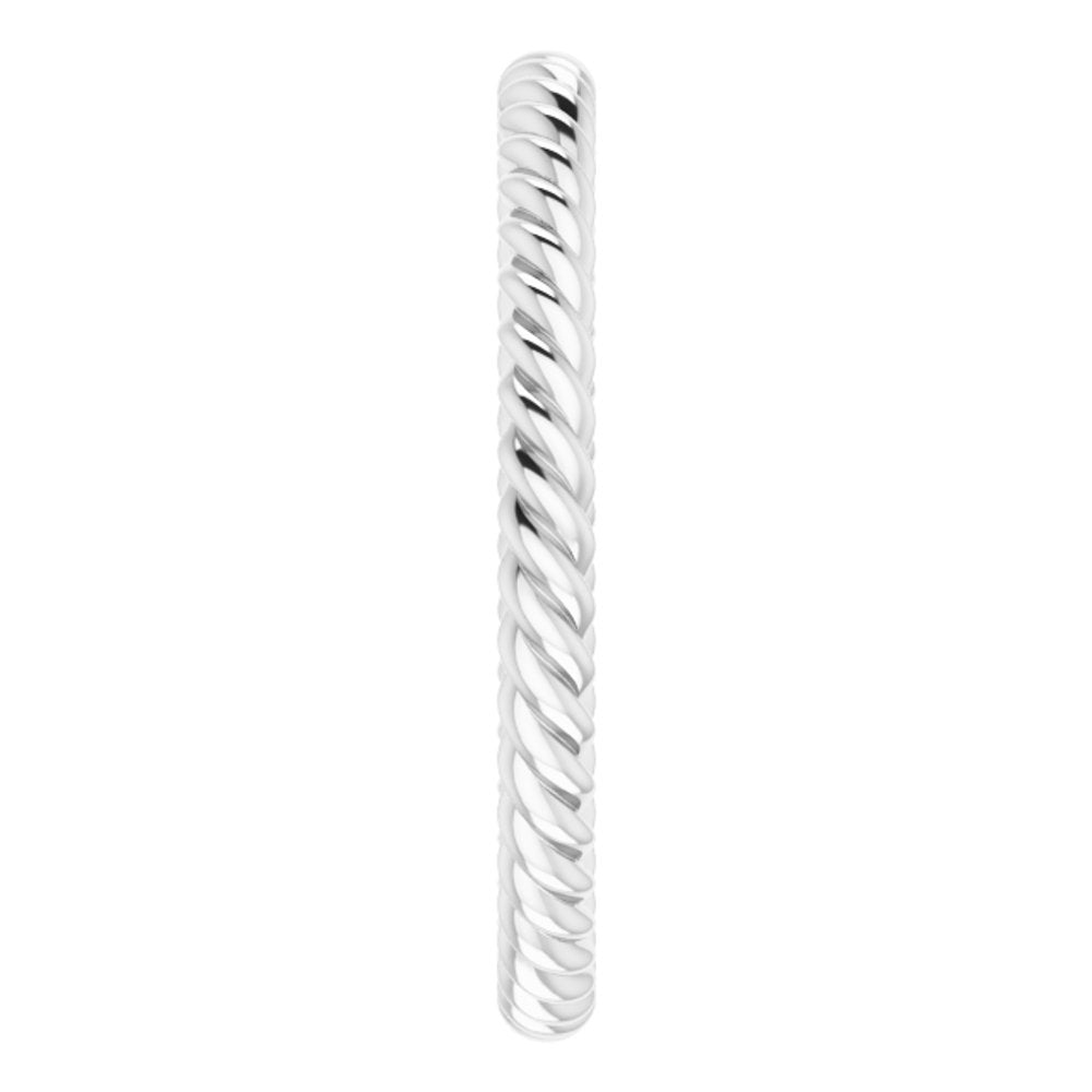 14K White Gold 2 mm Skinny Rope Band Size 5.5