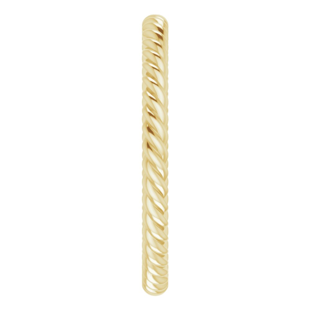 10K Yellow Gold 2 mm Skinny Rope Band Size 7