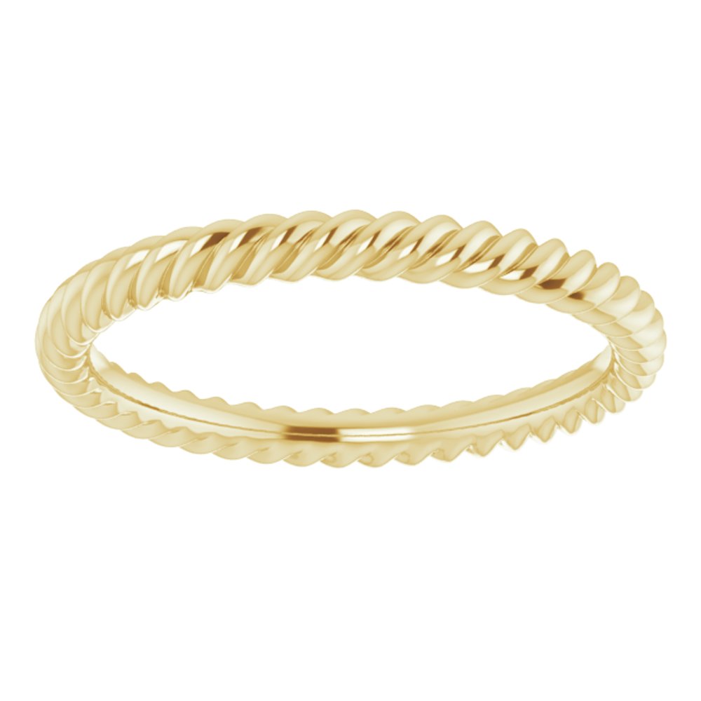 14K Yellow Gold 2 mm Skinny Rope Band Size 4