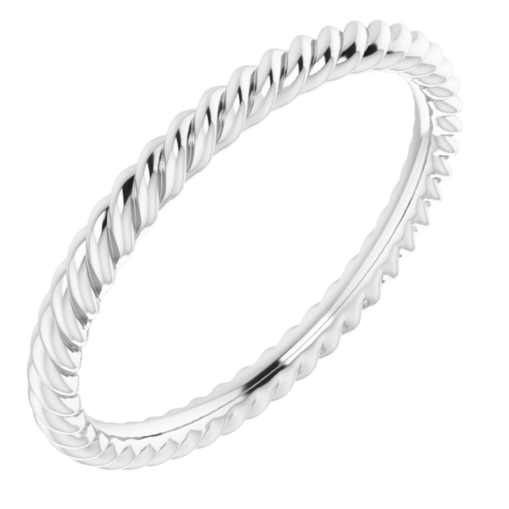14K White Gold 2 mm Skinny Rope Band Size 5.5