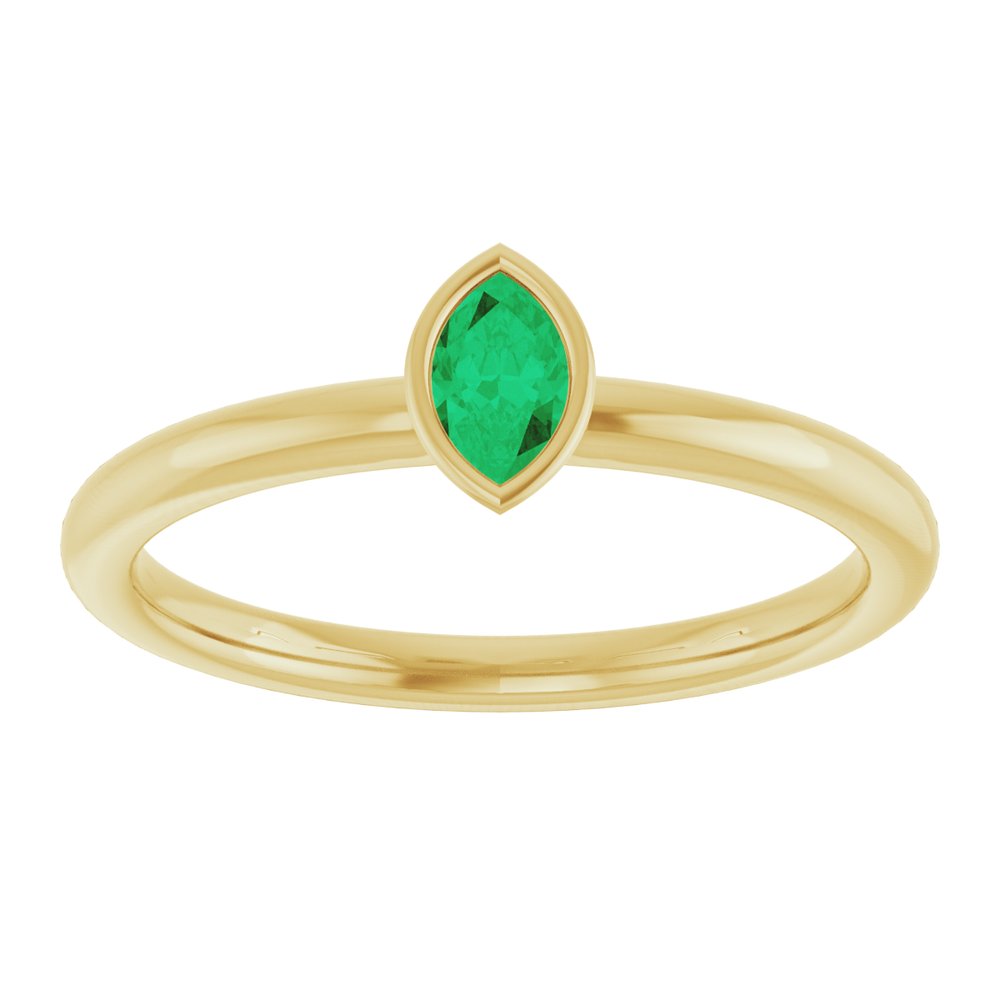 14K Yellow Gold Lab-Grown Emerald Stackable Ring