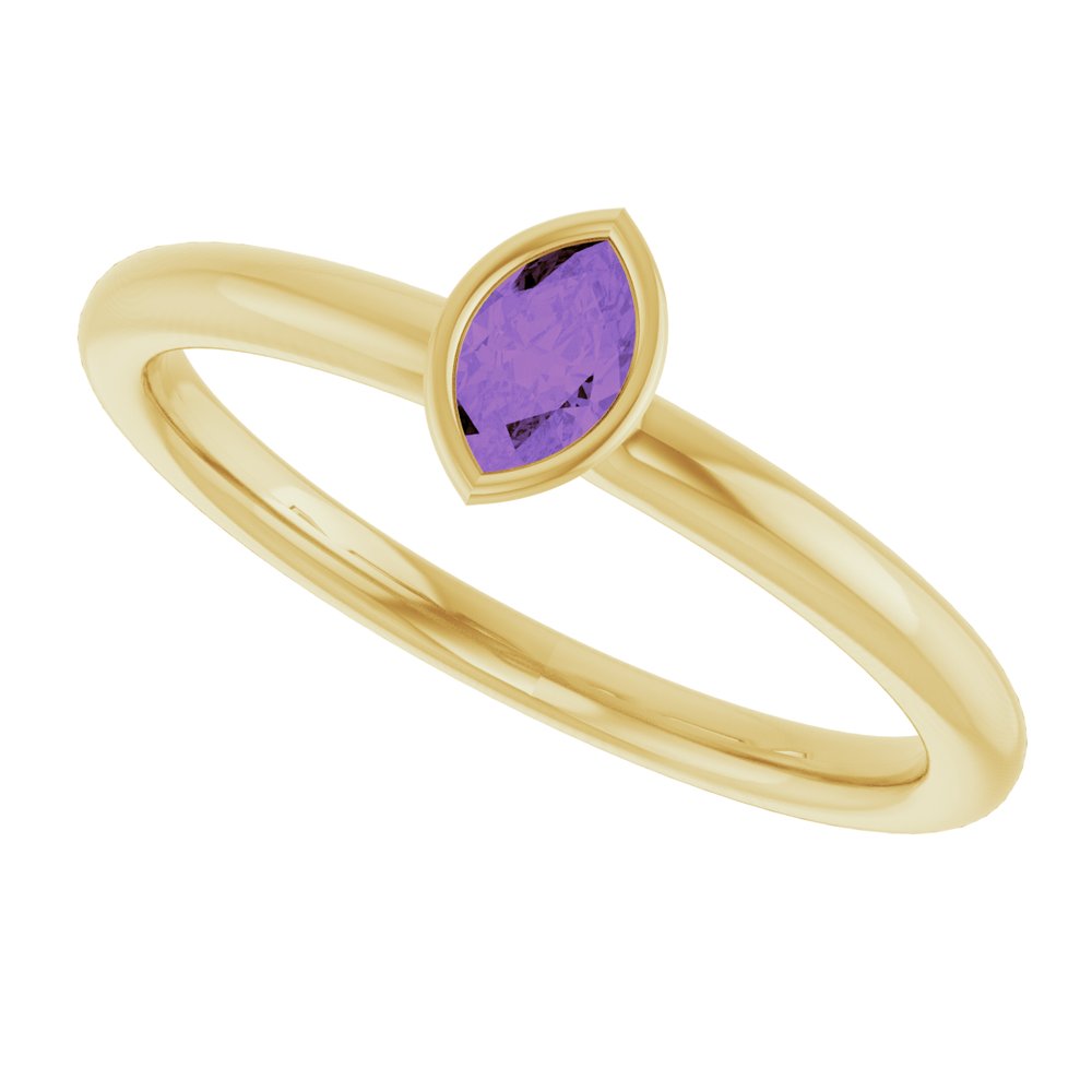 14K Yellow Gold Natural Amethyst Stackable Ring
