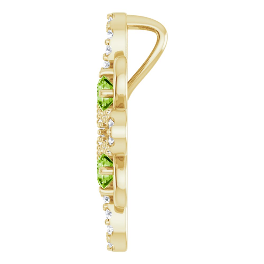 14K Yellow Gold Natural Peridot & 1/8 CTW Natural Diamond Clover Pendant