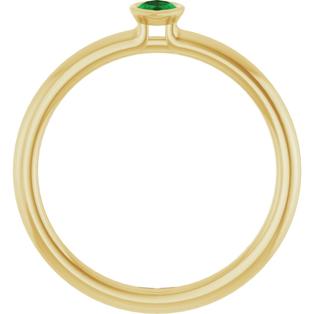 14K Yellow Gold Lab-Grown Emerald Stackable Ring