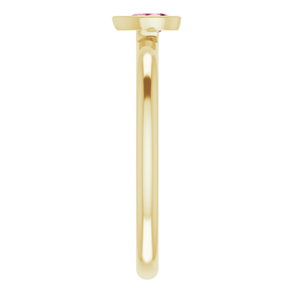14K Yellow Gold Natural Pink Tourmaline Stackable Ring