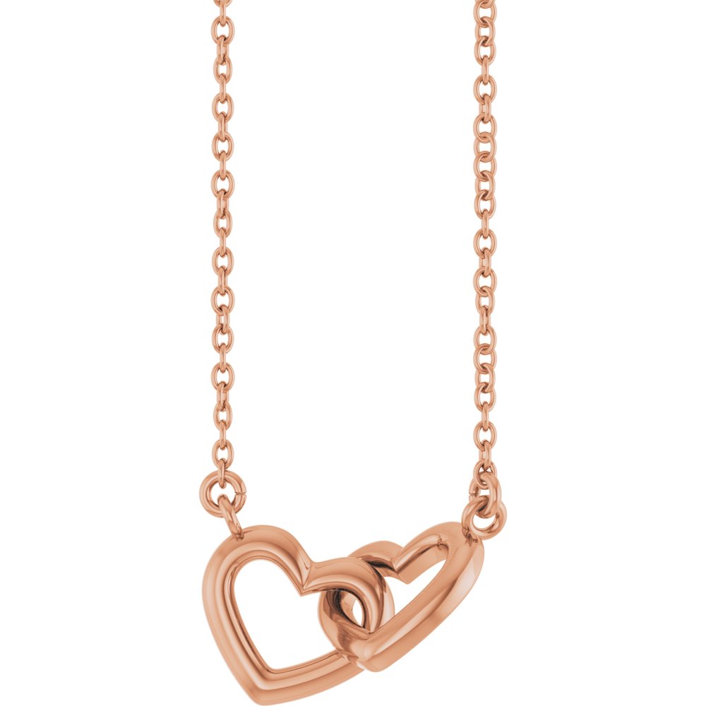 14K Rose Gold Interlocking Heart 16" Necklace