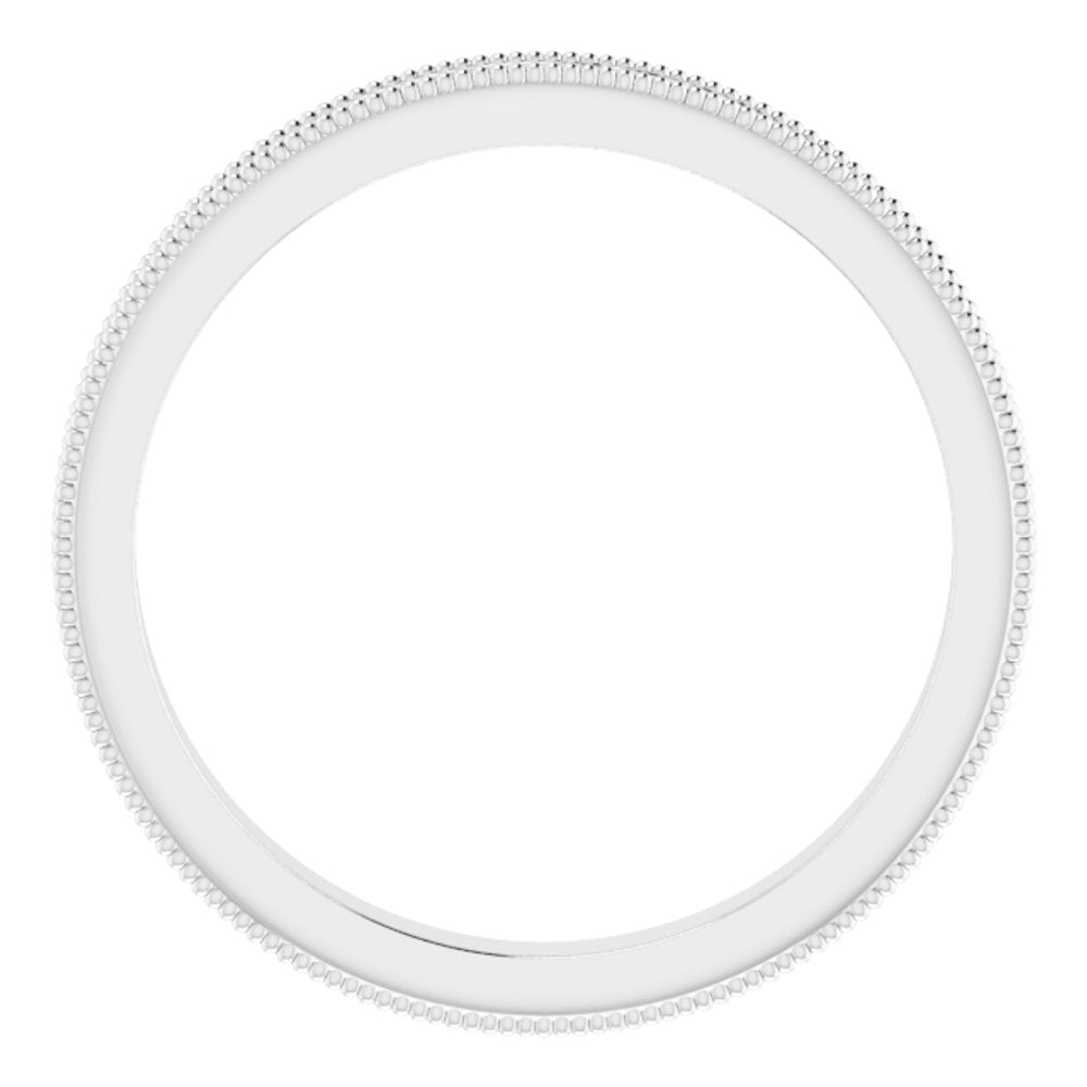 Platinum 2.5 mm Milgrain Edge Sculptural Flat Band Size 7.5