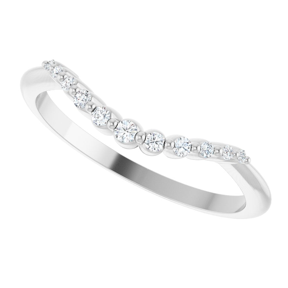 14K White .08 CTW Natural Diamond Contour Band