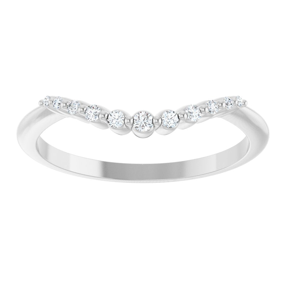 14K White .08 CTW Natural Diamond Contour Band