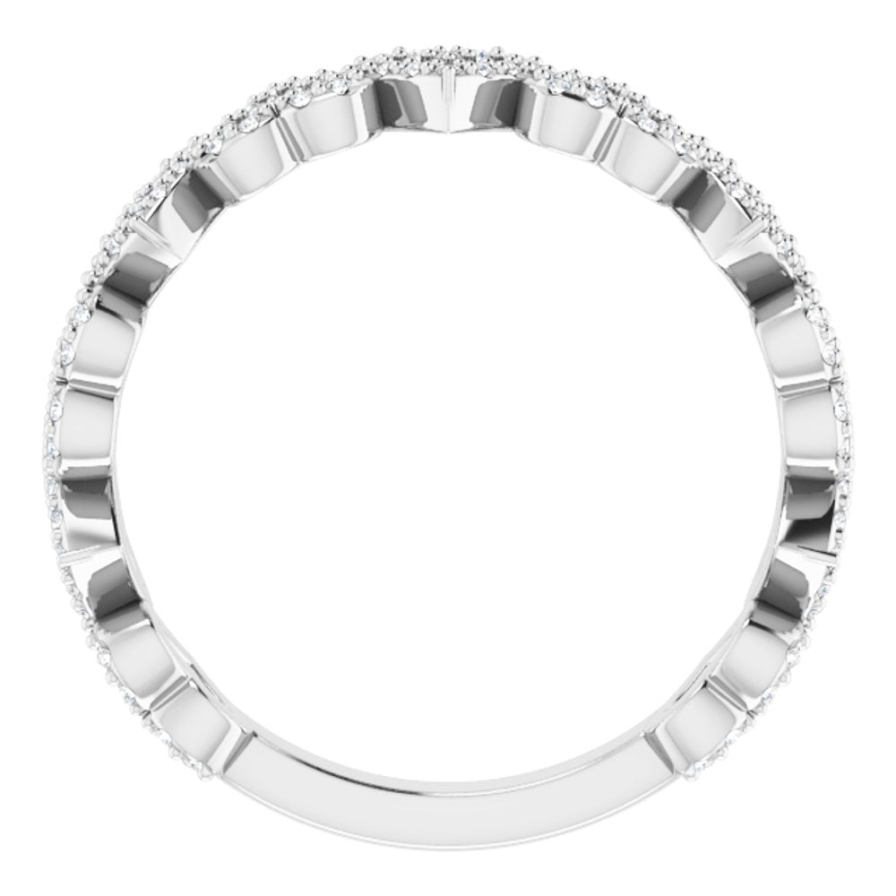 14K White Gold 1/3 CTW Natural Diamond Stackable Heart Ring