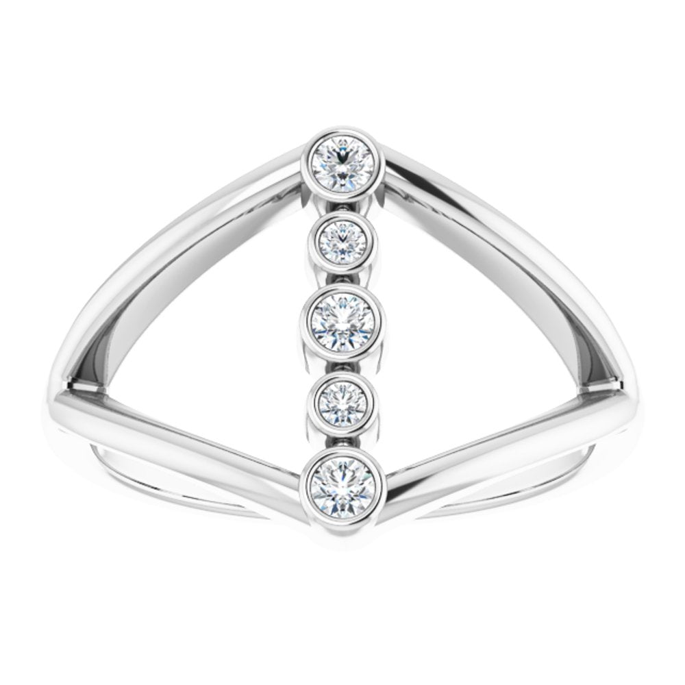14K White Gold 1/8 CTW Natural Diamond Geometric Ring