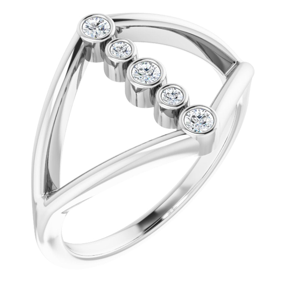 14K White Gold 1/8 CTW Natural Diamond Geometric Ring