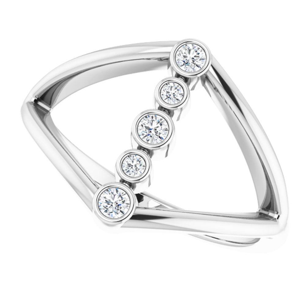 14K White Gold 1/8 CTW Natural Diamond Geometric Ring