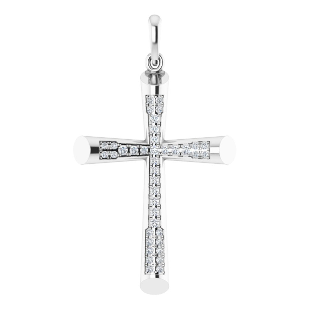 14K White 1/4 CTW Natural Diamond Micro Pavé Cross Pendant