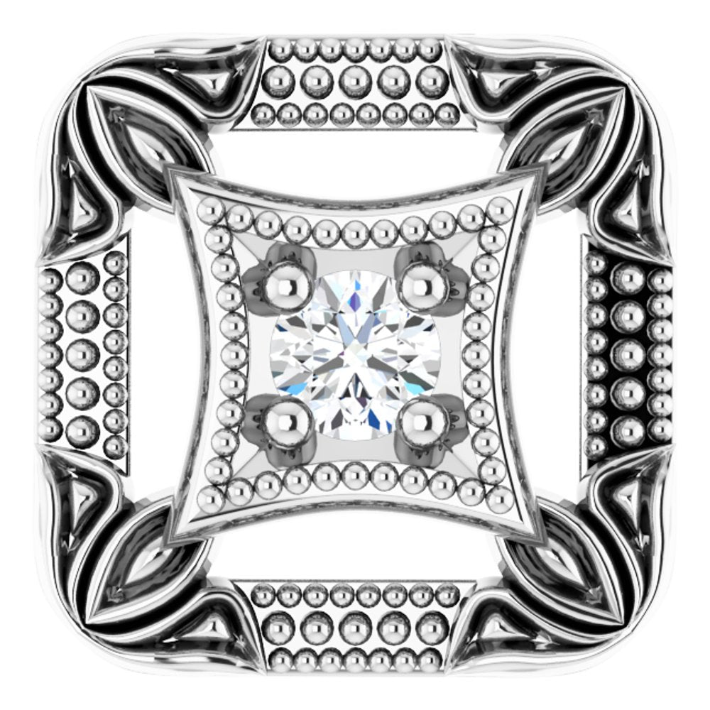 14K White Gold .03 CT Natural Diamond Vintage-Inspired Pendant