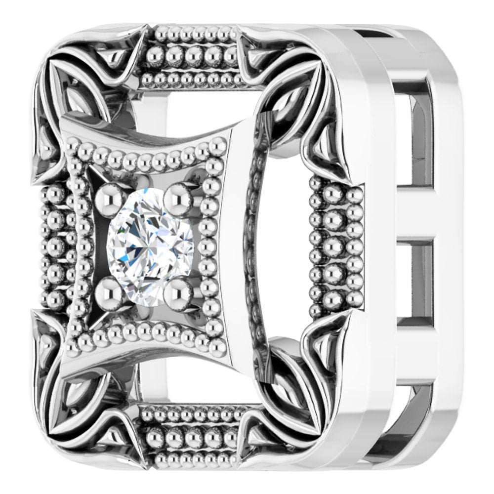 14K White Gold .03 CT Natural Diamond Vintage-Inspired Pendant