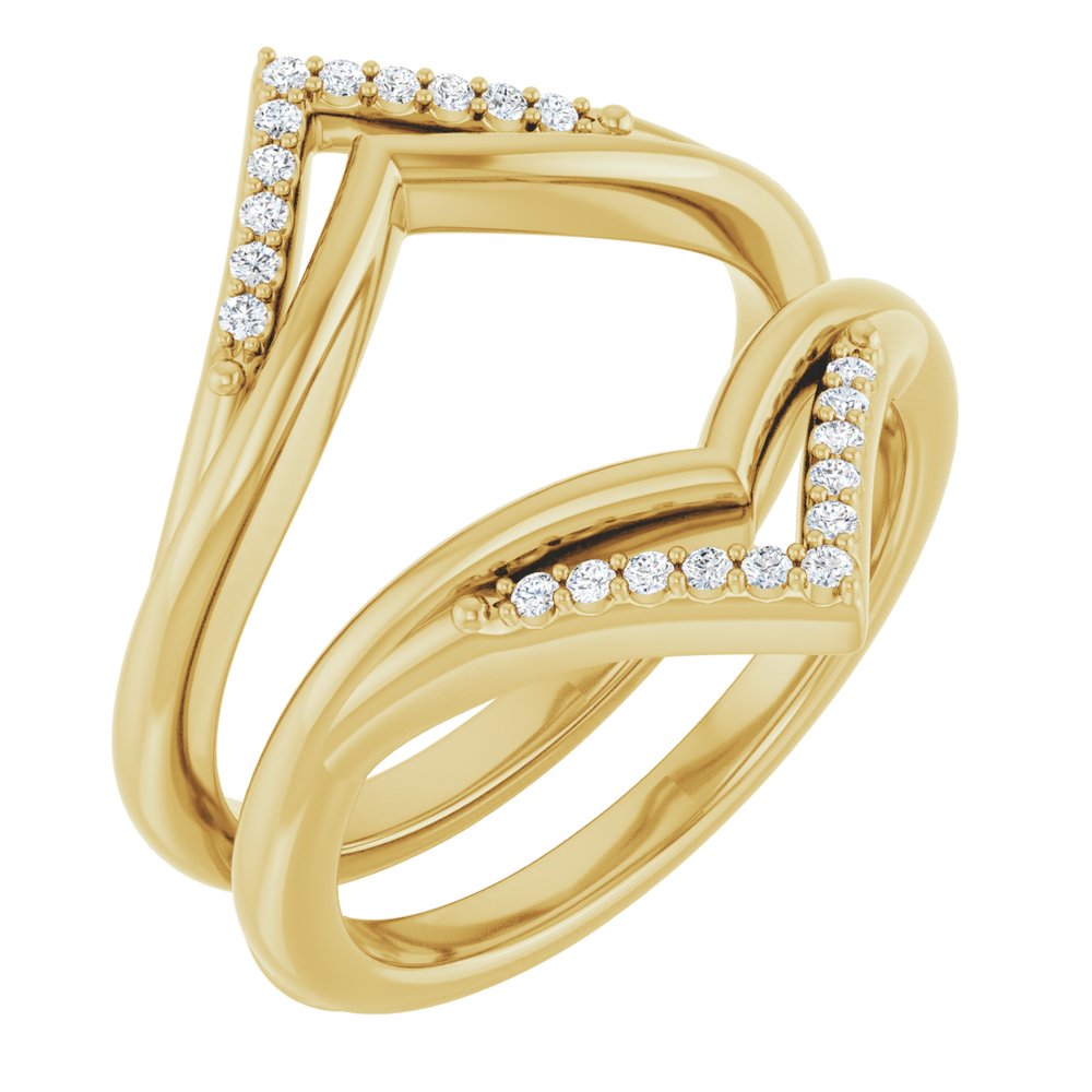 14K Yellow Gold 1/8 CTW Natural Diamond Double Row Ring Guard