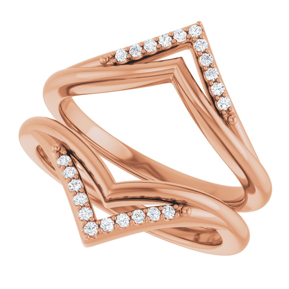 14K Rose Gold 1/8 CTW Natural Diamond Double Row Ring Guard
