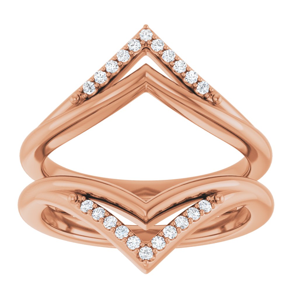 14K Rose Gold 1/8 CTW Natural Diamond Double Row Ring Guard